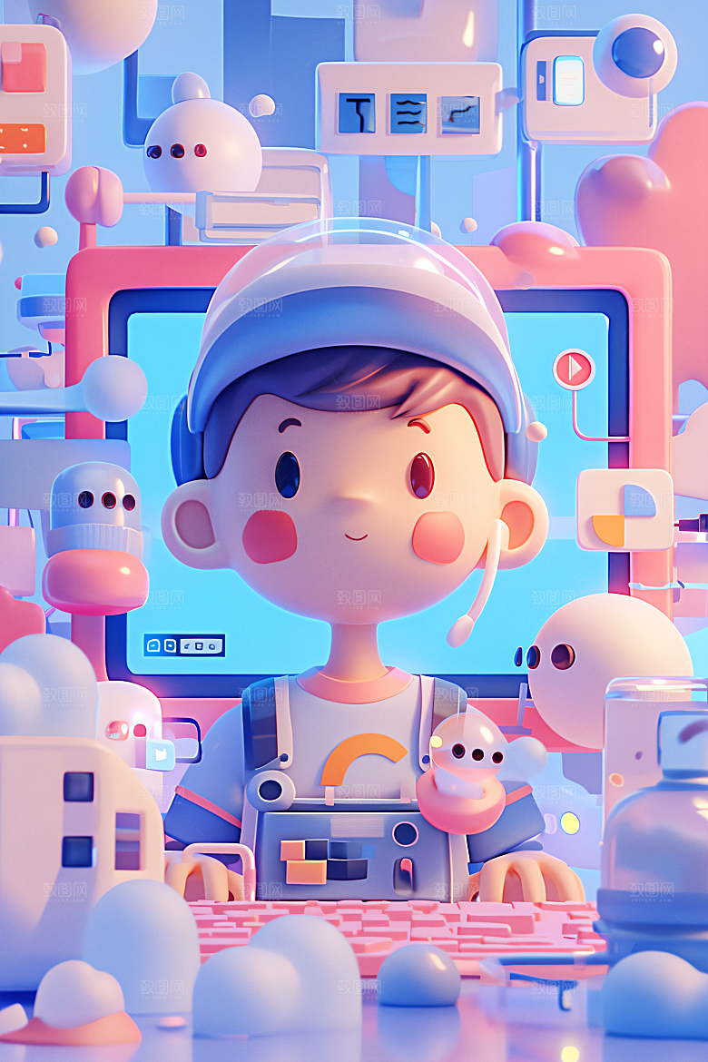 科技少年科幻C4D模型