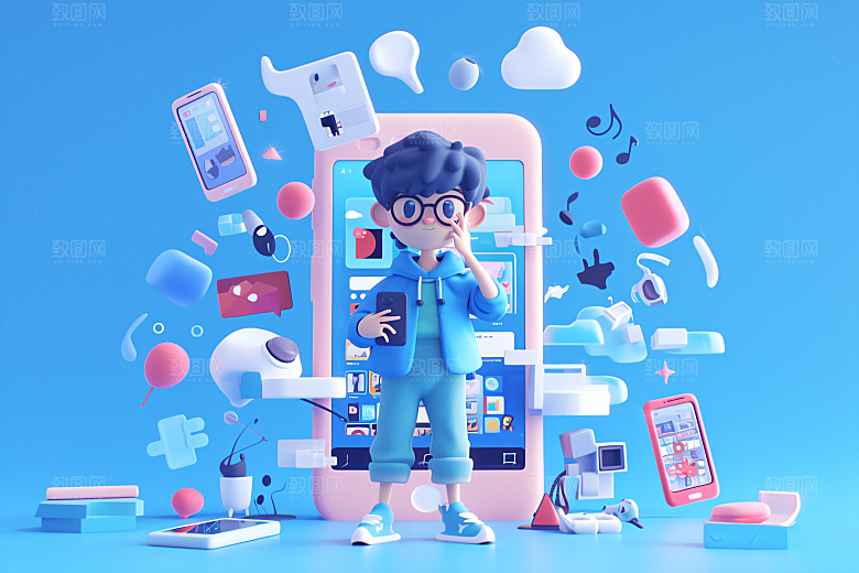 科技少年科技感卡通模型