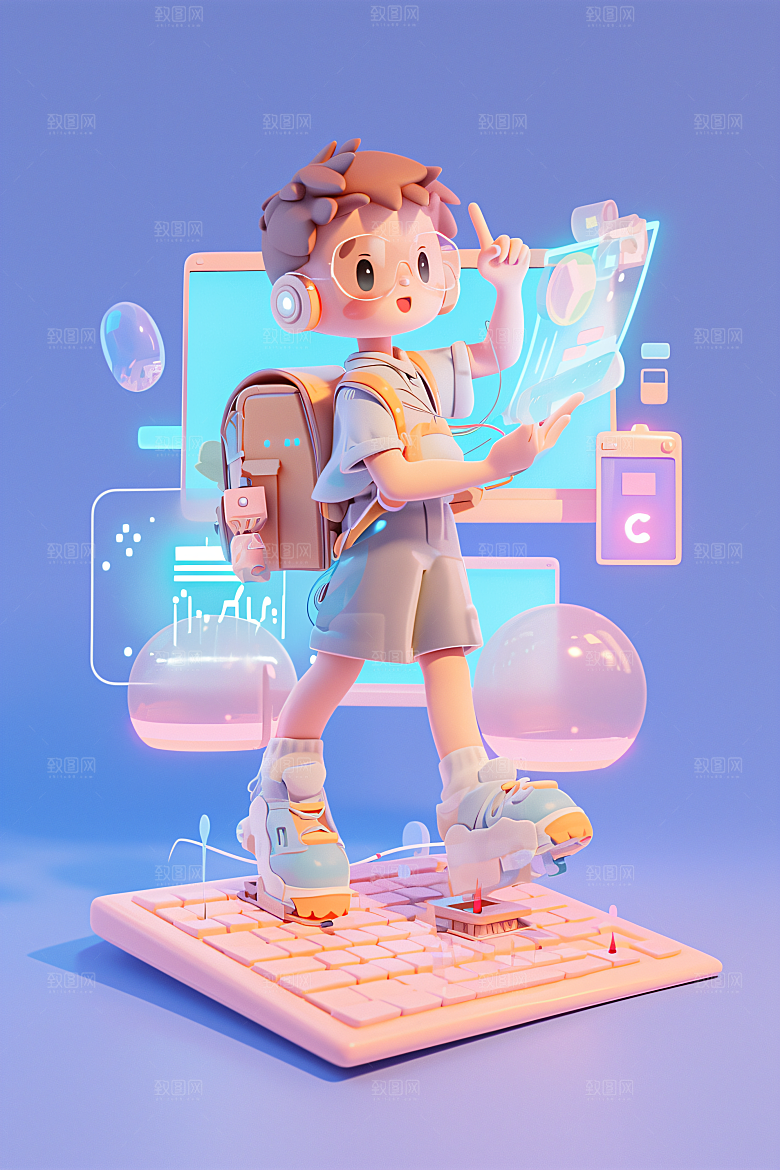 科技少年立体数码模型