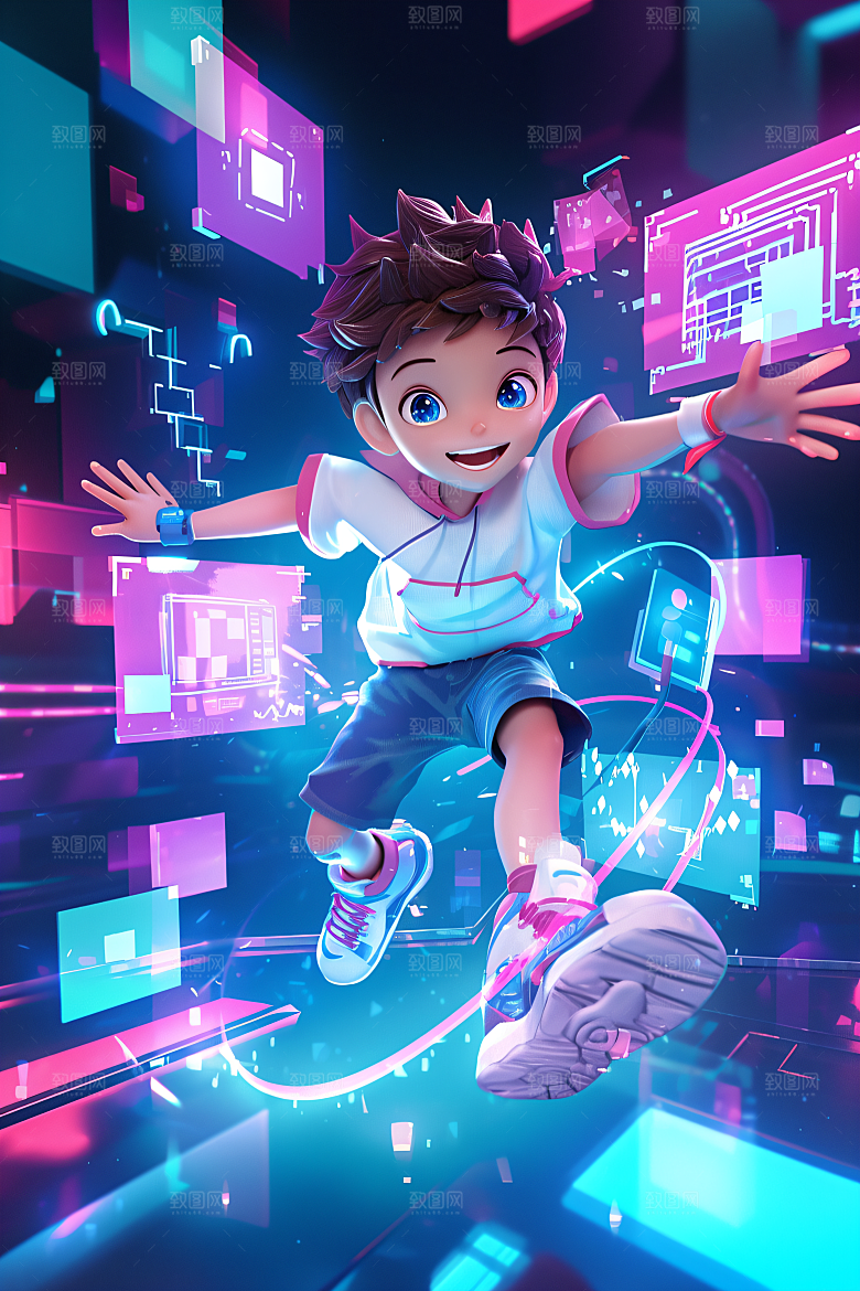 科技少年人物科技感模型