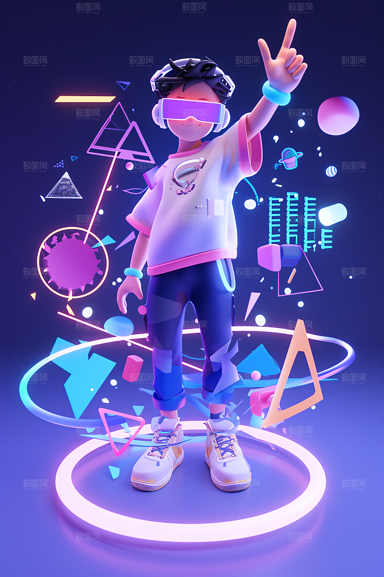 科技少年人物未来模型