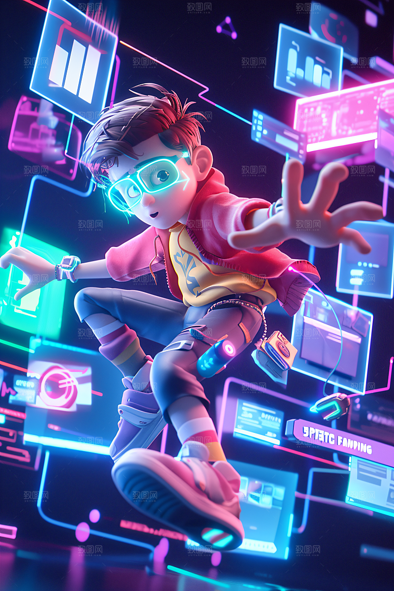 科技少年C4D卡通模型