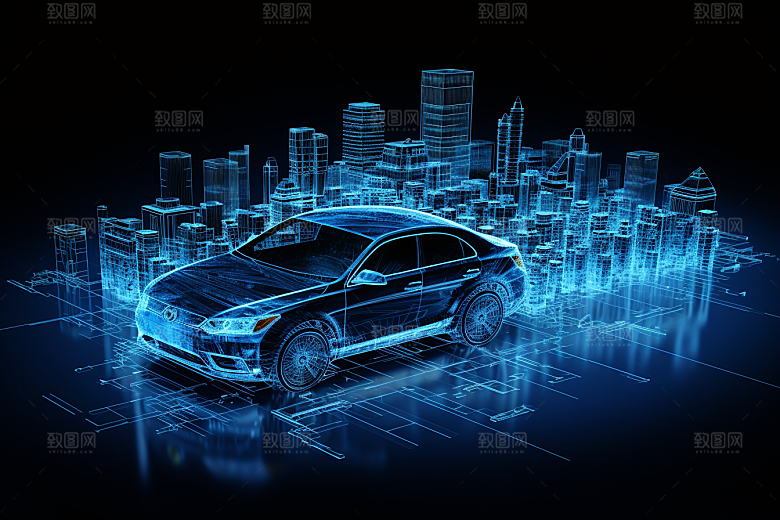 未来光绘汽车赛博朋克科技素材