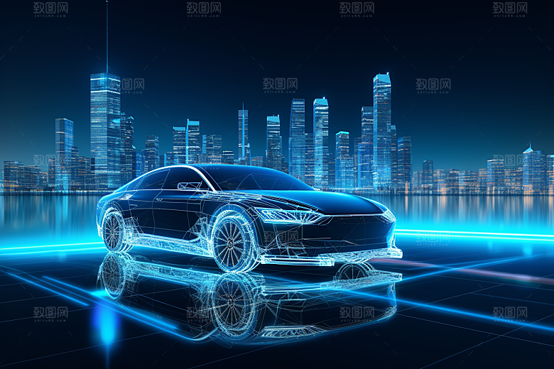 未来光绘汽车科幻科技素材