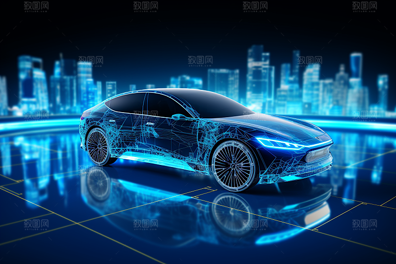 未来光绘汽车赛博朋克科技素材
