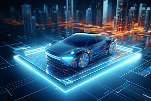 未来光绘汽车科幻交通工具素材