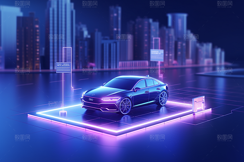 未来光绘汽车赛博朋克科技素材