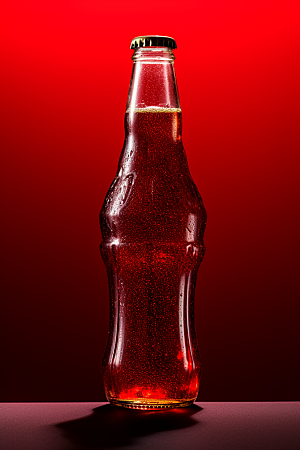 可乐红色气泡水摄影图