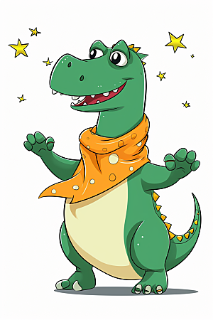 绿色小恐龙高清卡通插画