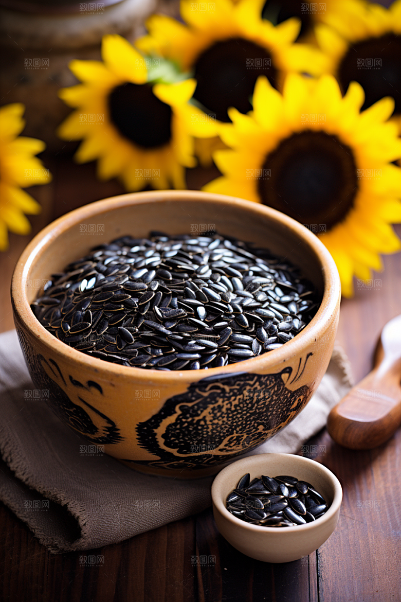 葵花籽零食炒瓜子摄影图
