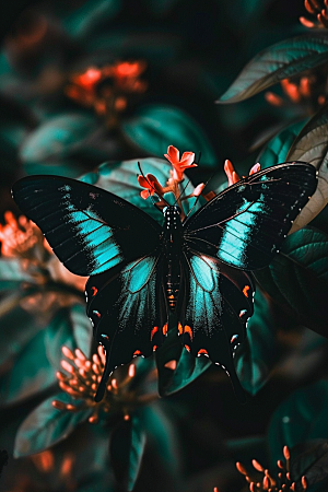 唯美蝴蝶彩色翅膀花园素材