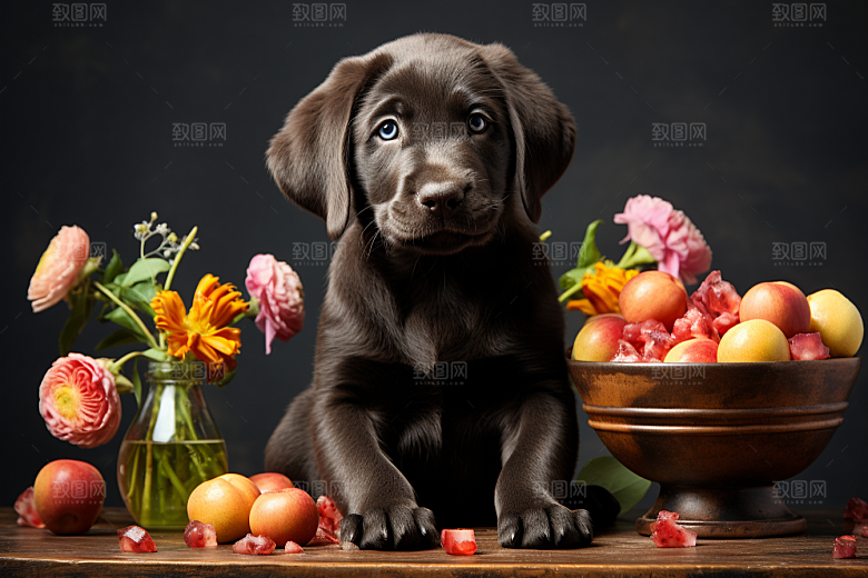 拉布拉多导盲犬品种狗摄影图