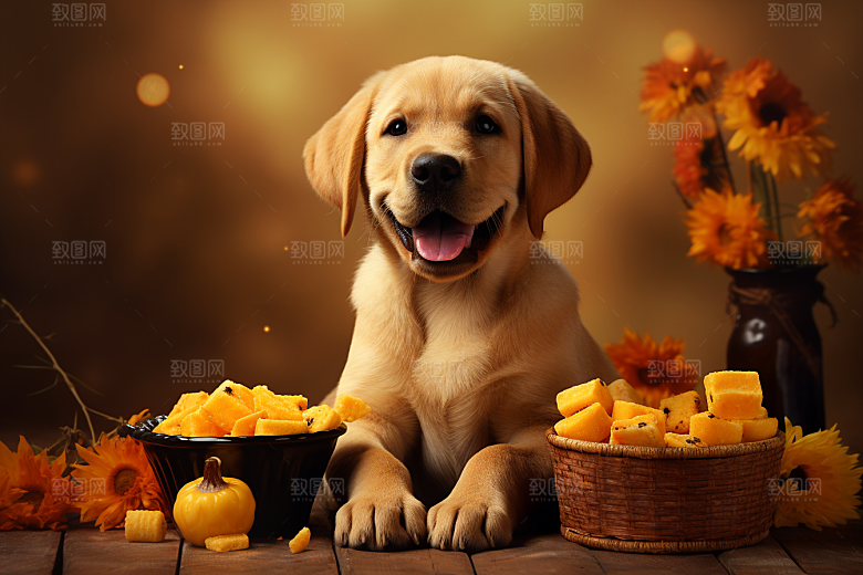 拉布拉多可爱导盲犬摄影图