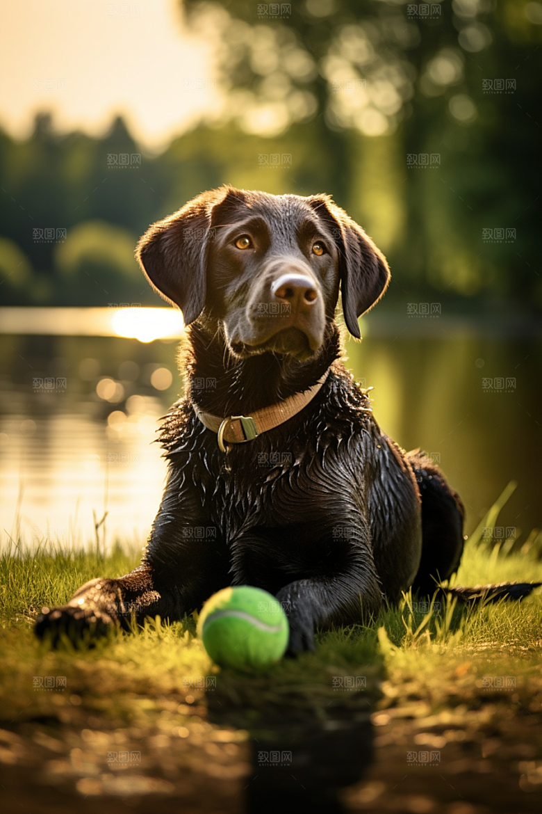 拉布拉多简约导盲犬摄影图