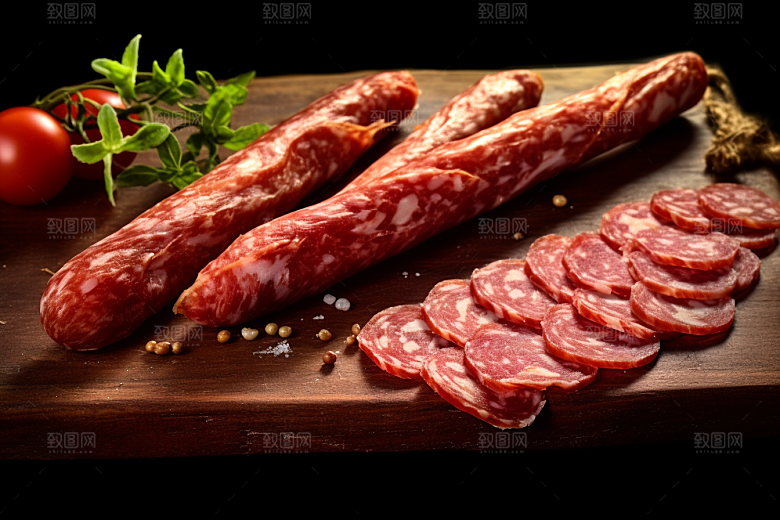 广式腊肠高清肉肠摄影图