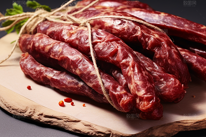 广式腊肠腊味干货摄影图
