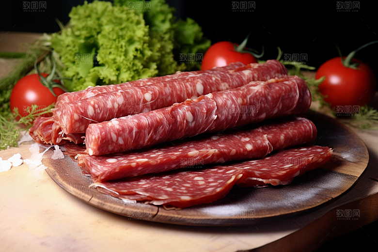 广式腊肠美食美食摄影图