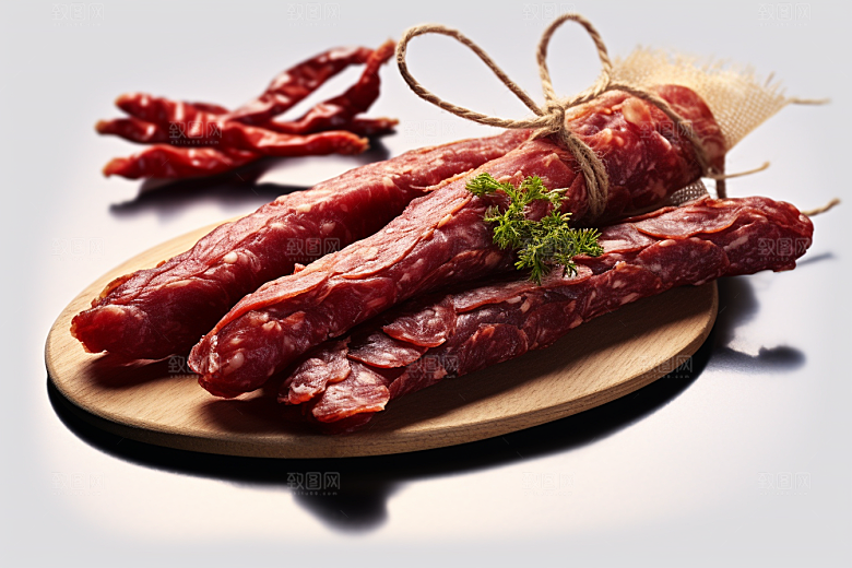广式腊肠美味腌腊制品摄影图