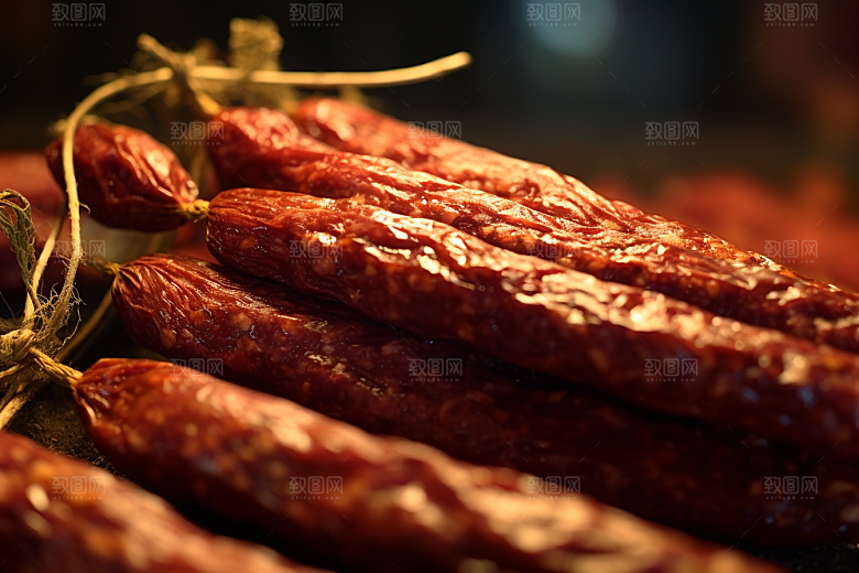 广式腊肠腊味美食摄影图