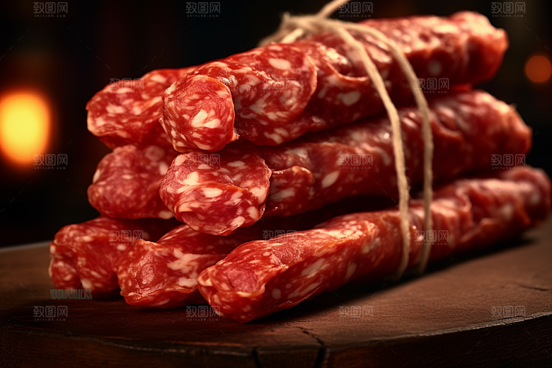 广式腊肠香肠美味摄影图