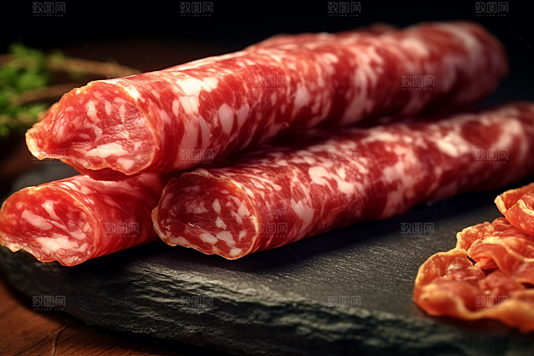 广式腊肠美食香肠摄影图