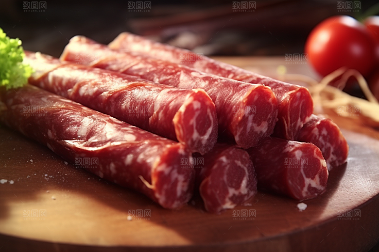 广式腊肠酒香美食摄影图