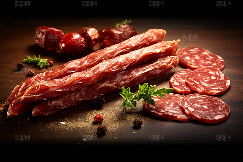 广式腊肠酒香高清摄影图