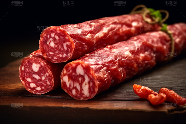 广式腊肠肉肠干货摄影图