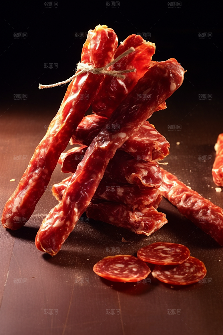 广式腊肠美食年货摄影图