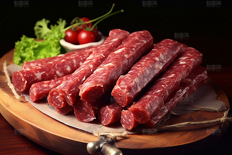 广式腊肠春节年货摄影图