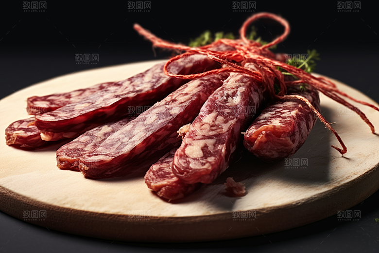 广式腊肠香肠美食摄影图