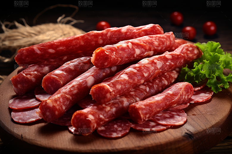 广式腊肠春节香肠摄影图