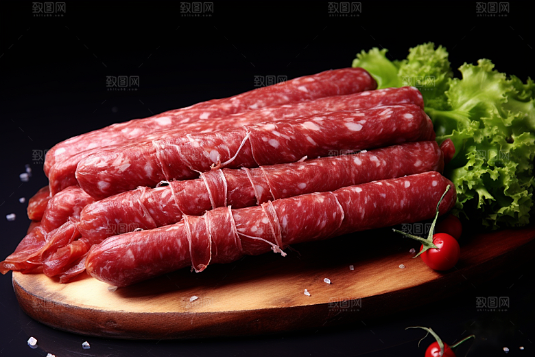 广式腊肠美味新年摄影图