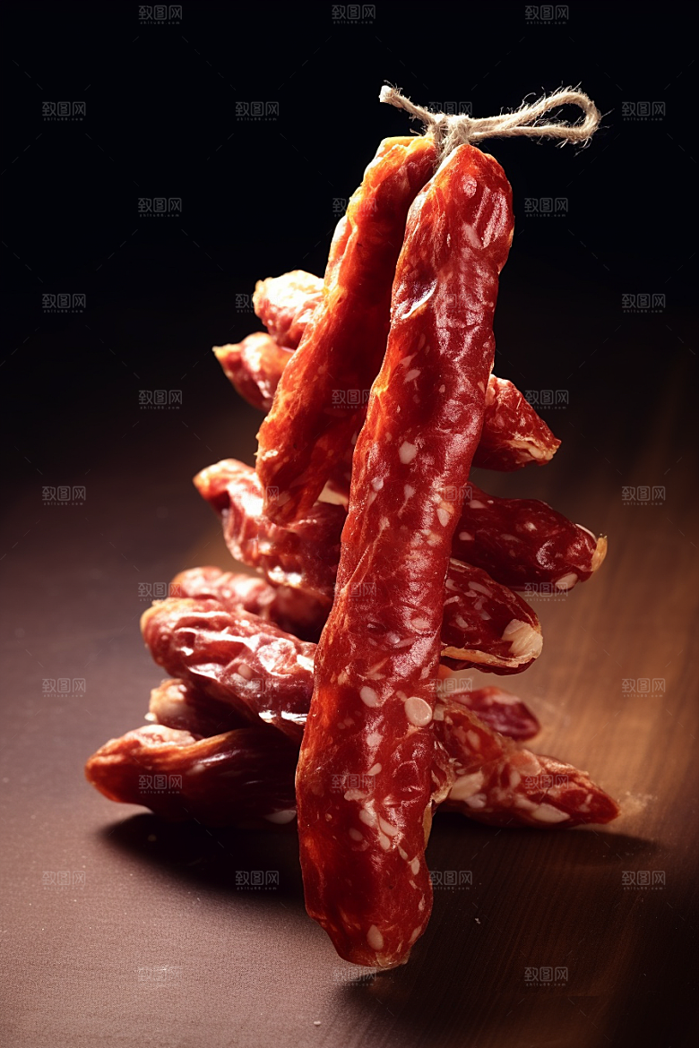 广式腊肠春节年货摄影图