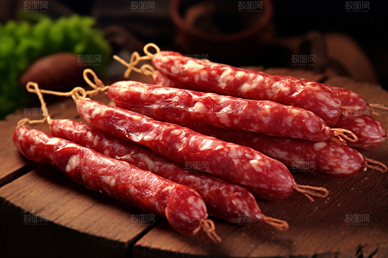 广式腊肠腊味新年摄影图