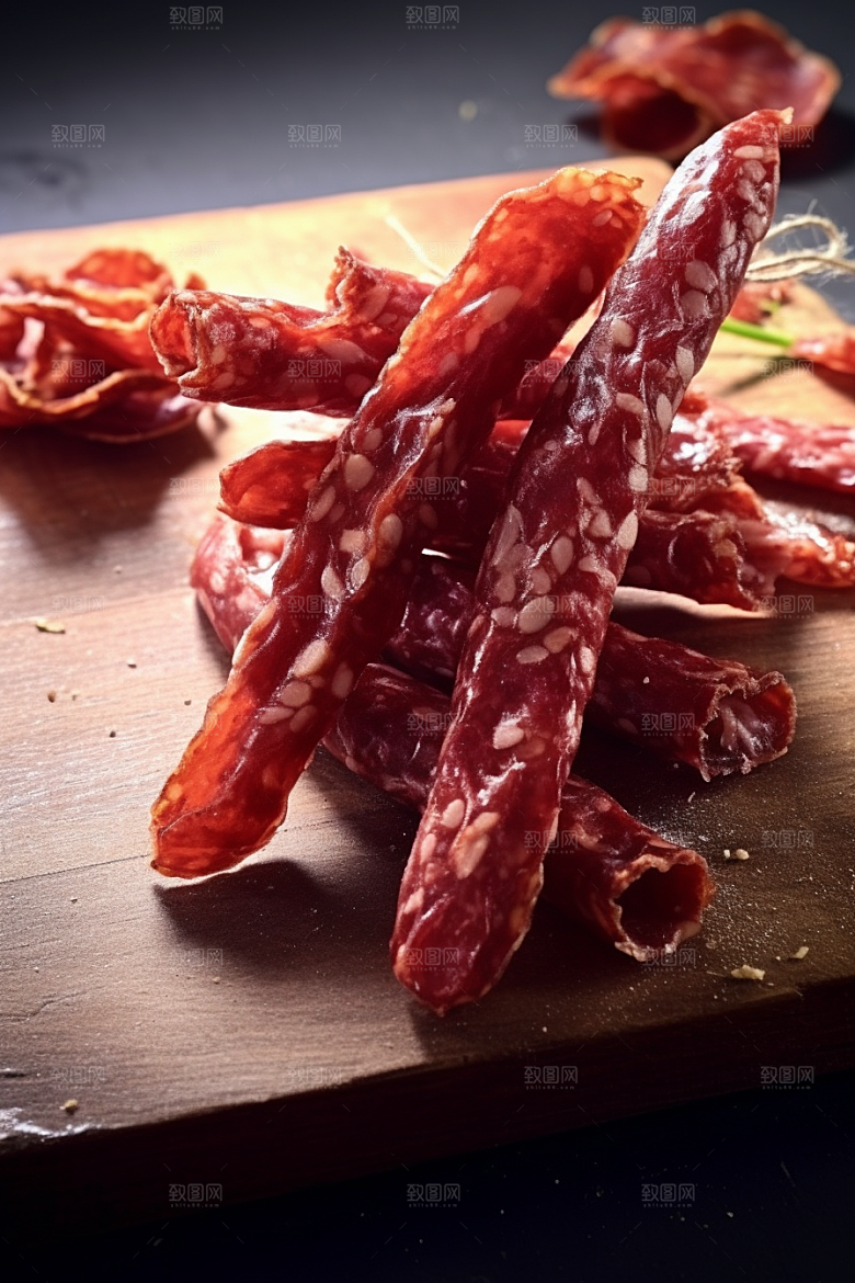广式腊肠春节肉肠摄影图