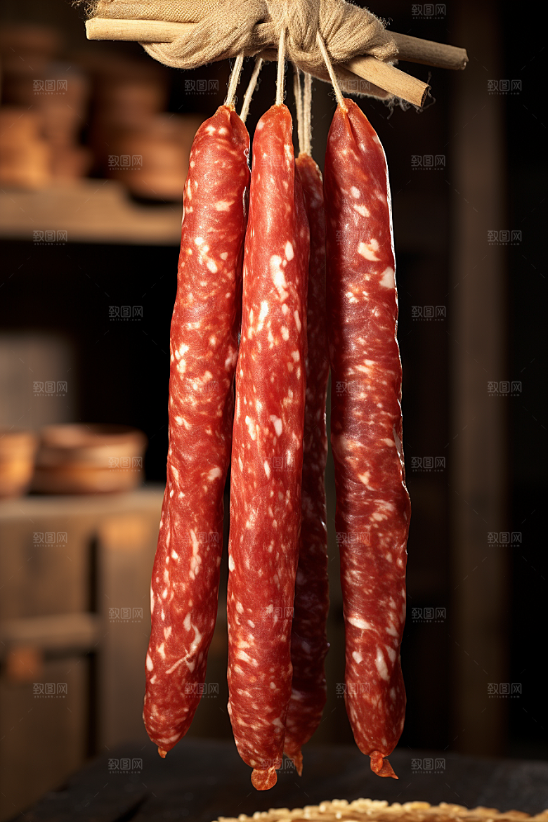 广式腊肠新年美味摄影图