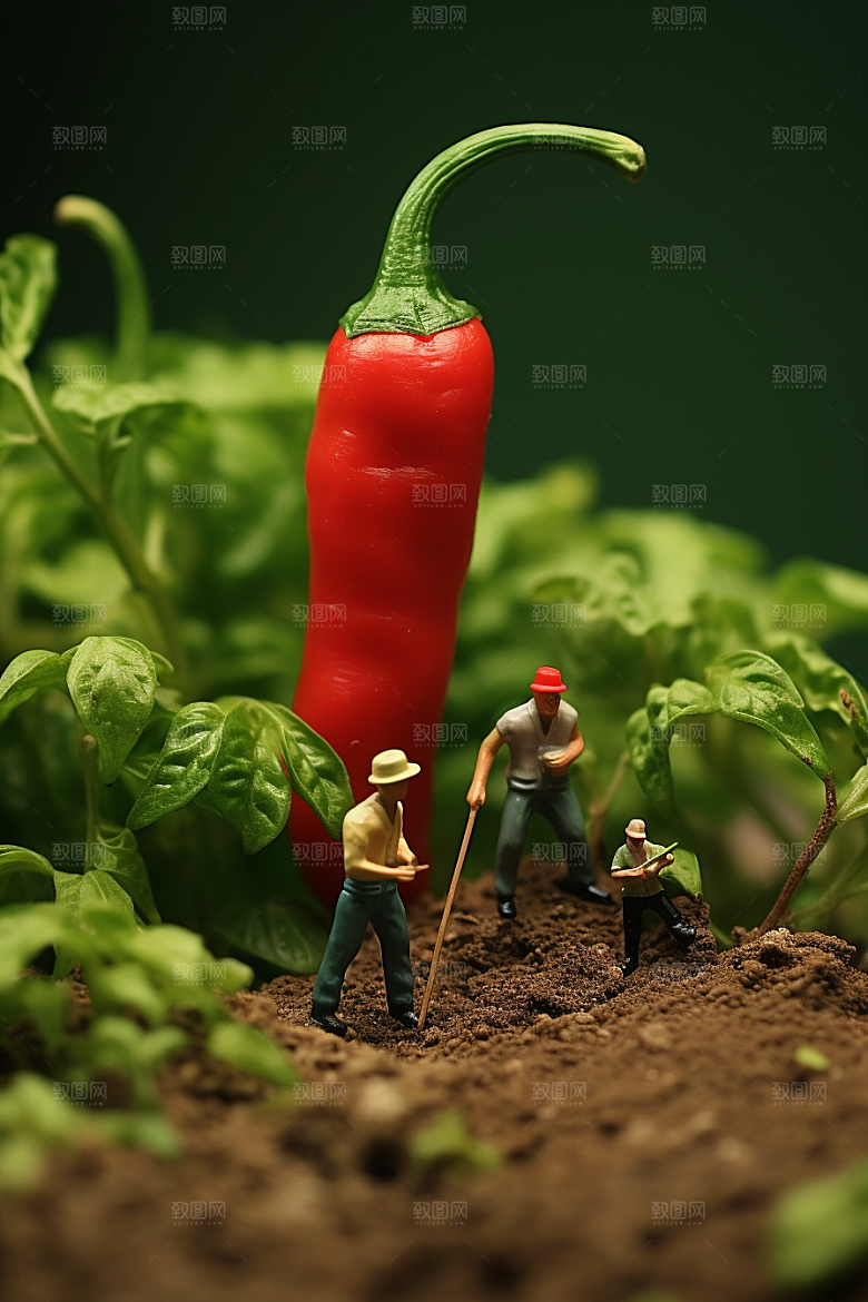 辣椒收获种植微距小人