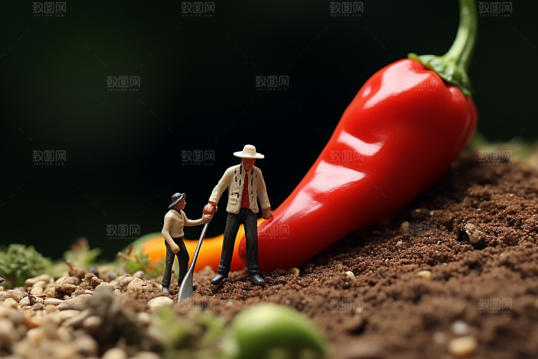 辣椒种植采摘微距小人