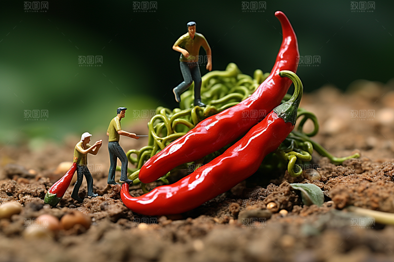 辣椒种植采摘微距小人