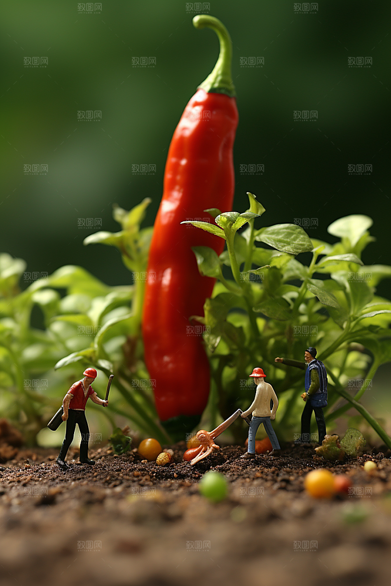 辣椒3D种植微距小人