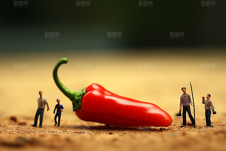 辣椒美味蔬菜微距小人