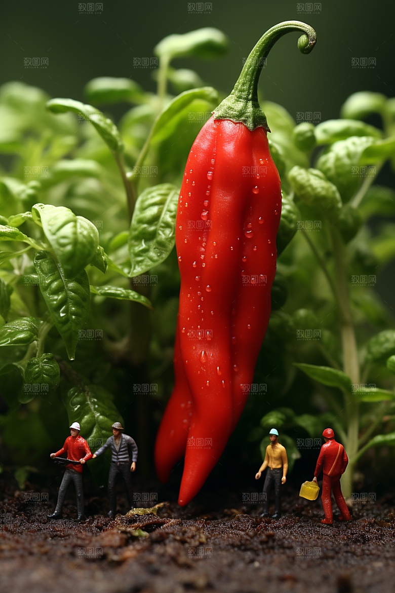 辣椒红椒3D微距小人