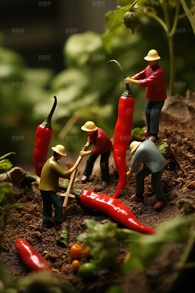 辣椒3D生产微距小人