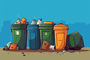 垃圾分类绿色市政设施插画