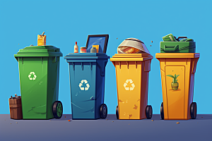 垃圾分类环保垃圾桶插画