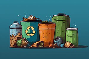 垃圾分类环保市政设施插画