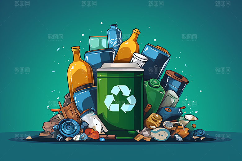 垃圾分类环保市政设施插画