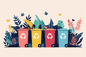 分类垃圾桶低碳绿色素材