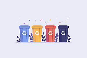 分类垃圾桶彩色环保素材